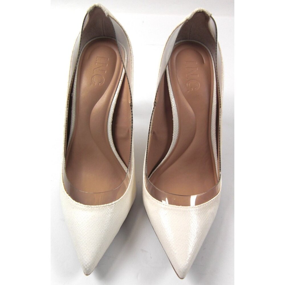INC International Concepts Faux Leather Pointed Toe Pumps Women White 7 M